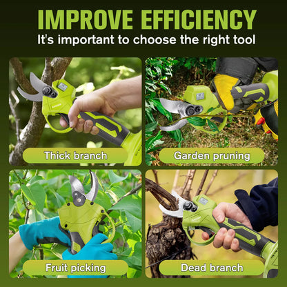 SUKESEM Cordless Electric Pruning Shears - 21V Battery-Powered Heavy-Duty Branch Cutter with LCD Display for Tree Trimming and Pruning Tasks