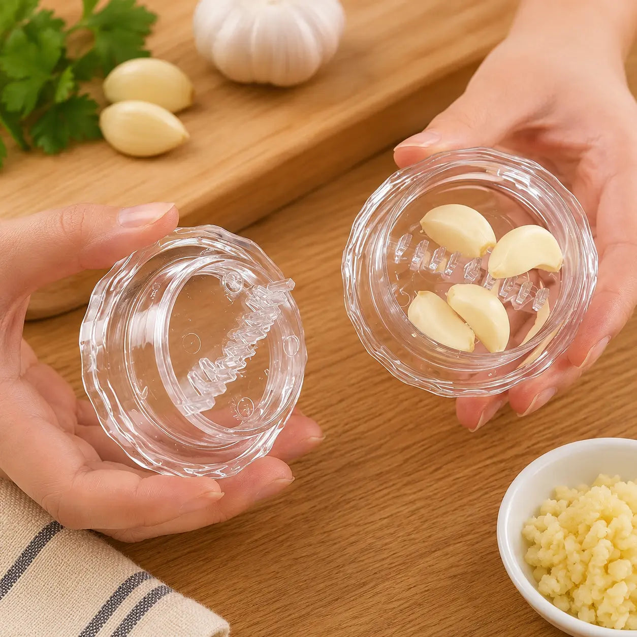 Manual Garlic Mincer - Durable and Convenient Kitchen Tool for Garlic, Onion, and Ginger Preparation