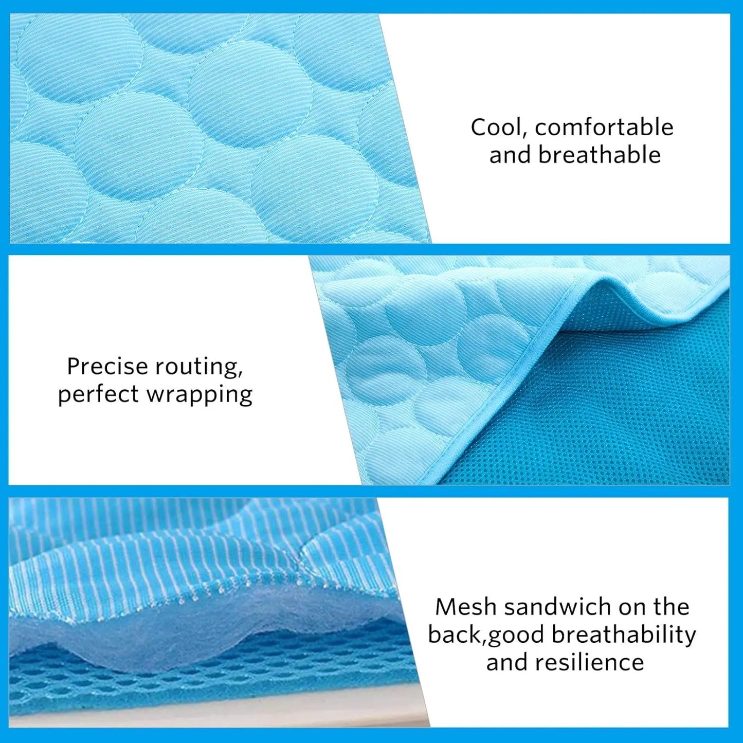 Dog Cooling Mat - Premium Ice Silk Pet Cooling Blanket for Indoor & Outdoor Use, Ideal for Kennels, Crates, and Cars (Blue, Large 28" x 22")