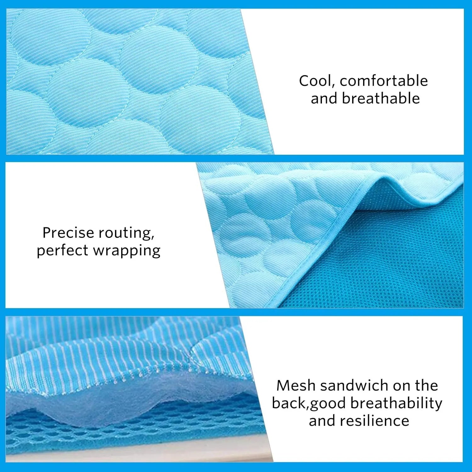 Dog Cooling Mat - Premium Ice Silk Pet Cooling Blanket for Indoor & Outdoor Use, Ideal for Kennels, Crates, and Cars (Blue, Large 28" x 22")
