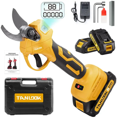 SUKESEM Cordless Electric Pruning Shears - 21V Battery-Powered Heavy-Duty Branch Cutter with LCD Display for Tree Trimming and Pruning Tasks