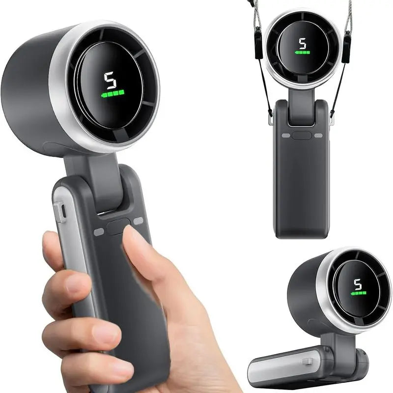 Ultimate Portable Handheld Turbo Fan - 5 Speed Settings, 4000mAh Battery, 10 Hours of Cool Air, 3-in-1 Rechargeable Fan for Outdoor Adventures & Perfect Father's Day Gift!