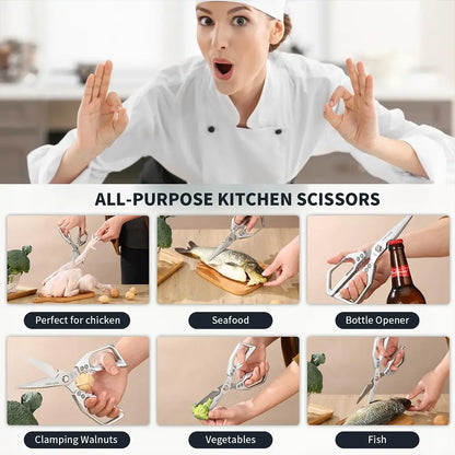 Rust-Resistant Food-Grade Alloy Steel Kitchen Shears - Heavy-Duty Multi-Purpose Cooking Scissors, Bacteria-Resistant, Sharp, Effortless Cutting - Perfect for Poultry, Meat, and Fruits - Ideal Home Supplies and Gift Option