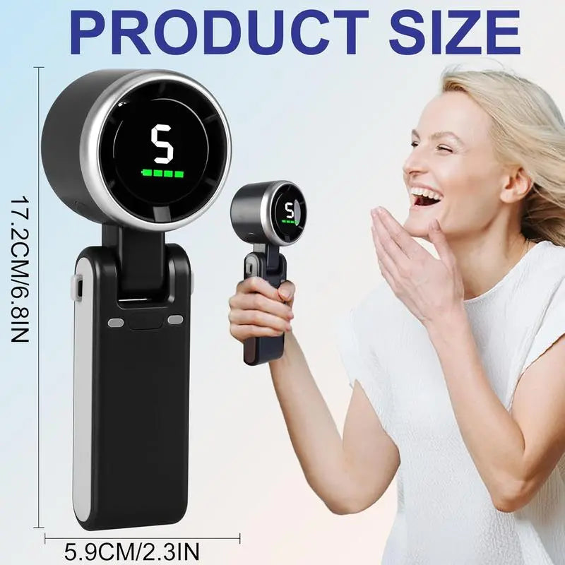 Ultimate Portable Handheld Turbo Fan - 5 Speed Settings, 4000mAh Battery, 10 Hours of Cool Air, 3-in-1 Rechargeable Fan for Outdoor Adventures & Perfect Father's Day Gift!