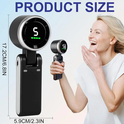 Ultimate Portable Handheld Turbo Fan - 5 Speed Settings, 4000mAh Battery, 10 Hours of Cool Air, 3-in-1 Rechargeable Fan for Outdoor Adventures & Perfect Father's Day Gift!