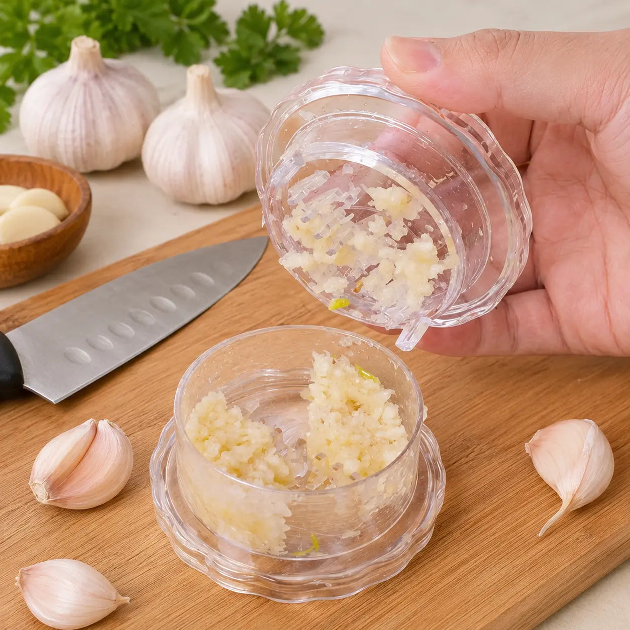 Manual Garlic Mincer - Durable and Convenient Kitchen Tool for Garlic, Onion, and Ginger Preparation