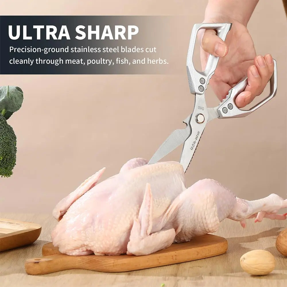 Rust-Resistant Food-Grade Alloy Steel Kitchen Shears - Heavy-Duty Multi-Purpose Cooking Scissors, Bacteria-Resistant, Sharp, Effortless Cutting - Perfect for Poultry, Meat, and Fruits - Ideal Home Supplies and Gift Option