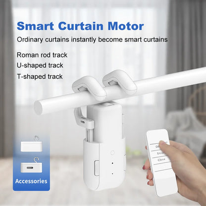Transform Your Living Space with the Smart Home Automated Curtain Opener - Remote Control & 3-in-1 Track Motor System