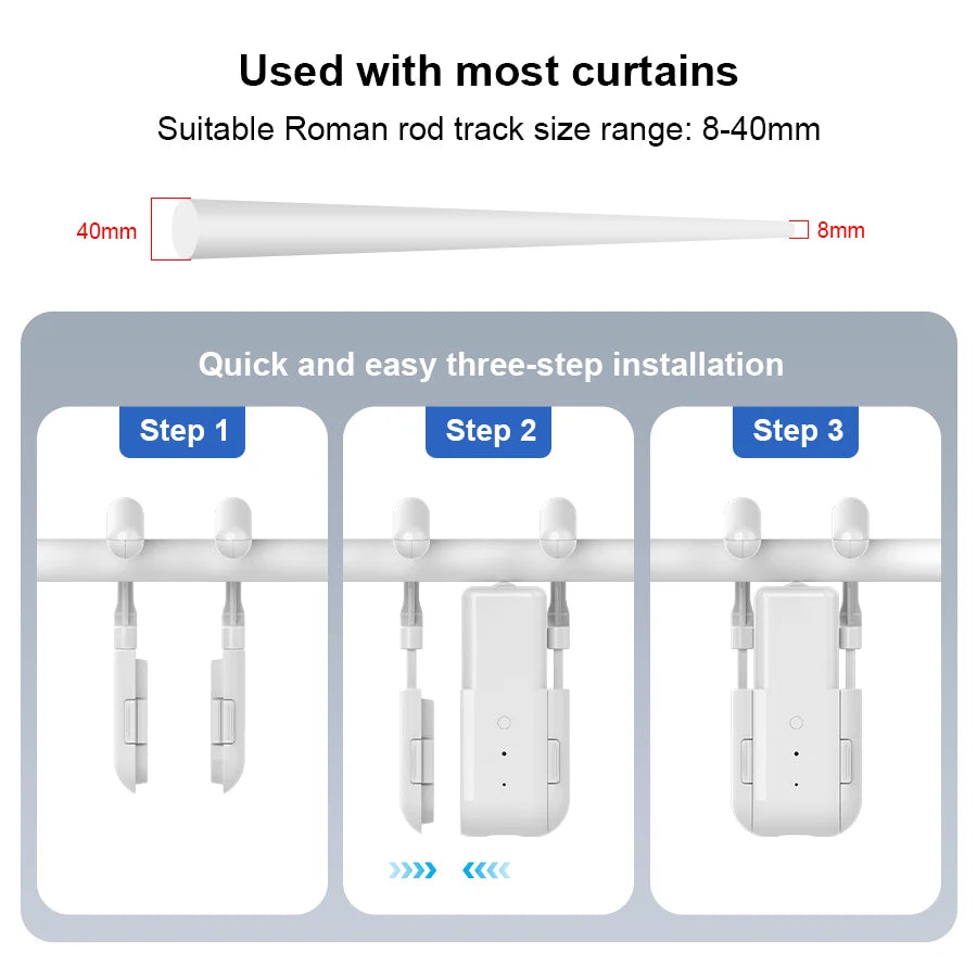 Transform Your Living Space with the Smart Home Automated Curtain Opener - Remote Control & 3-in-1 Track Motor System