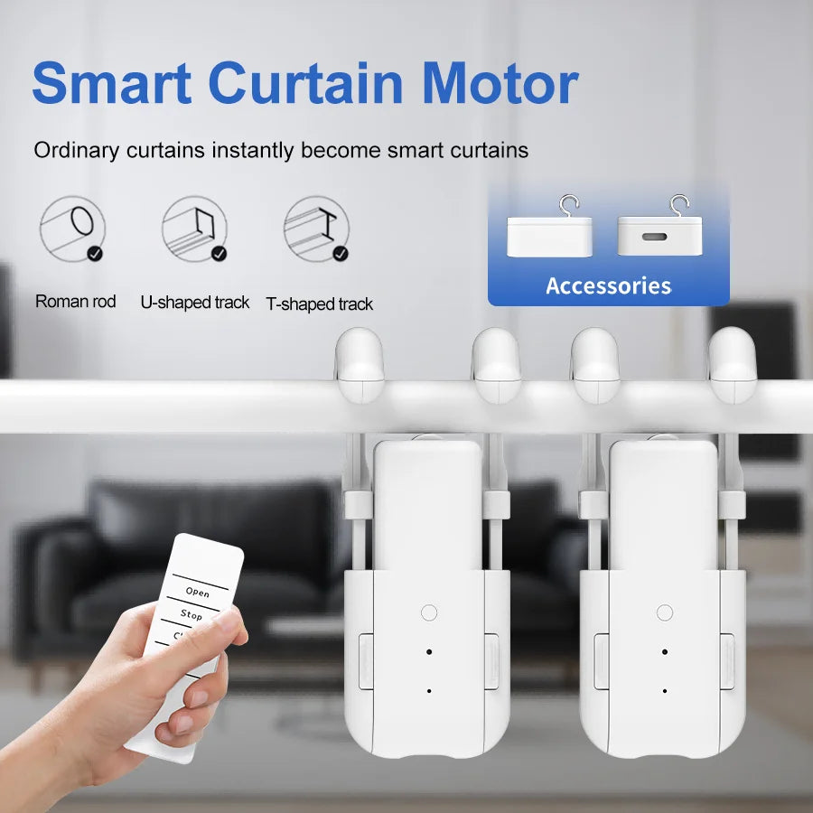 Transform Your Living Space with the Smart Home Automated Curtain Opener - Remote Control & 3-in-1 Track Motor System