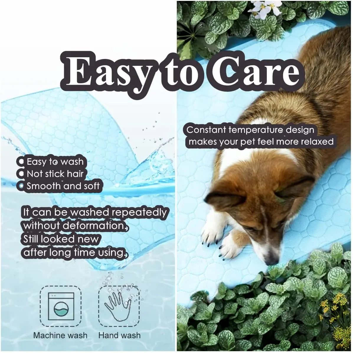 Dog Cooling Mat - Premium Ice Silk Pet Cooling Blanket for Indoor & Outdoor Use, Ideal for Kennels, Crates, and Cars (Blue, Large 28" x 22")