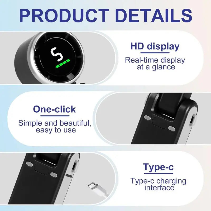 Ultimate Portable Handheld Turbo Fan - 5 Speed Settings, 4000mAh Battery, 10 Hours of Cool Air, 3-in-1 Rechargeable Fan for Outdoor Adventures & Perfect Father's Day Gift!